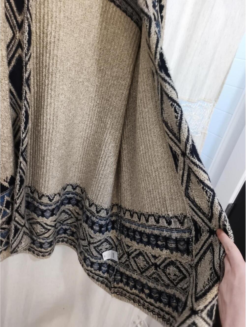 Lucky Brand Womens Boho Aztec Sz 2XL Beige Knit Cardigan Sweater Pockets - Picture 6 of 9